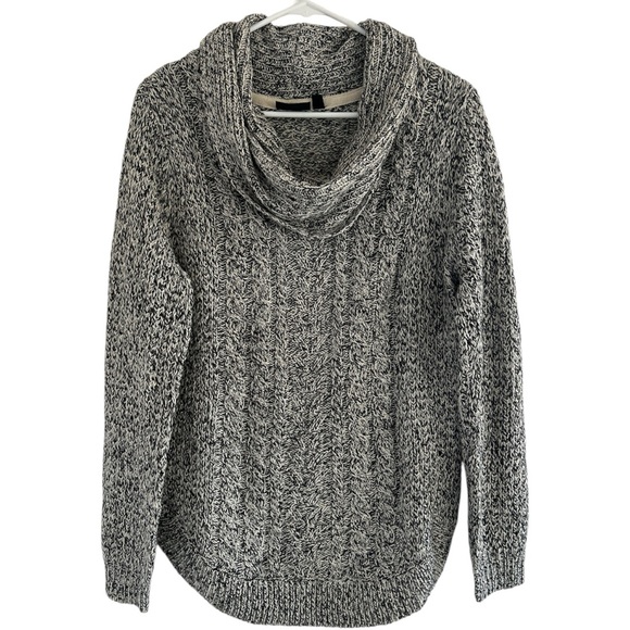 RD Style Sweaters - RD Style Black and White Cowl Neck Cable Knit Sweater| Size L